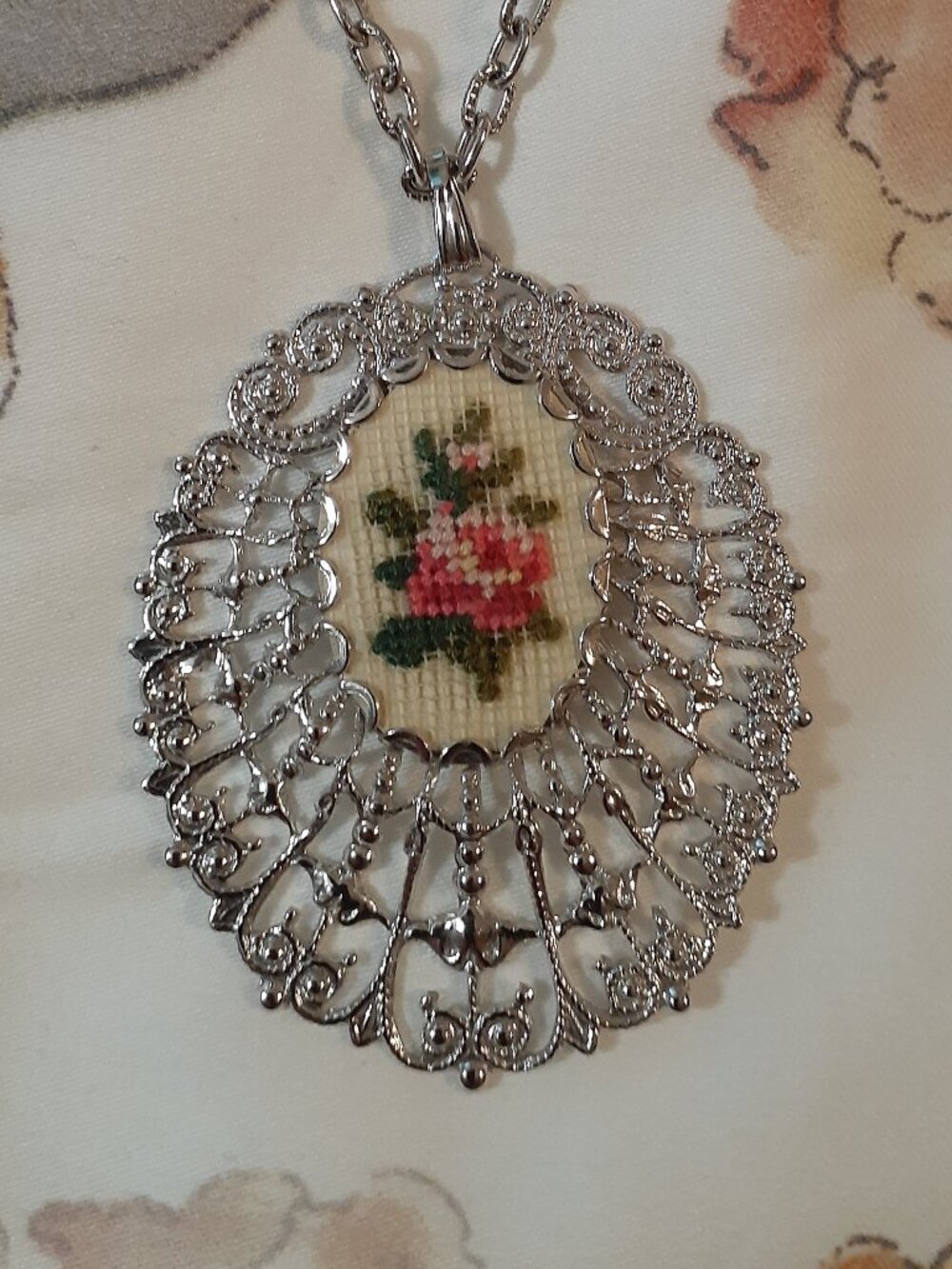 Victorian Style Needlepoint Necklace